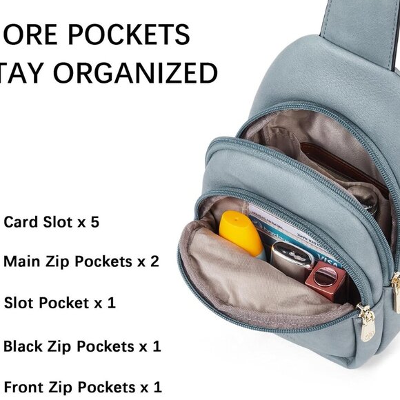 Small Sling Bag for Women Leather Crossbody Bags Fanny Pack Chest Bag for Travel - Picture 4 of 8